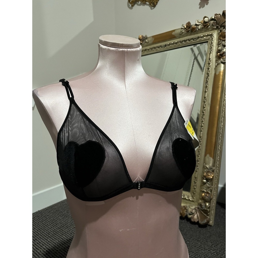 Vintage Marilyn Monroe by Warners Sheer Black Heart Mesh Bralette‎